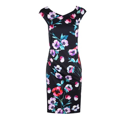 BHS Floral Satin Wrap Dress - £40