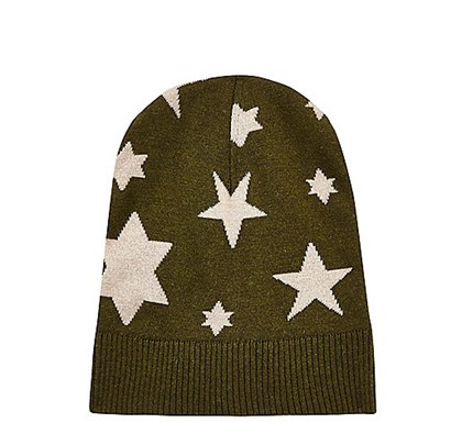 Dark green YMC knitted star beanie