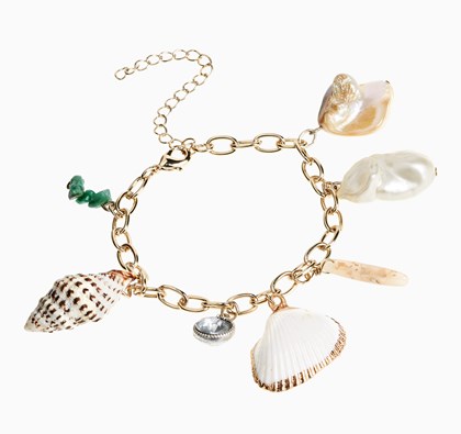 Gold Tone Shell Effect Charm Bracelet