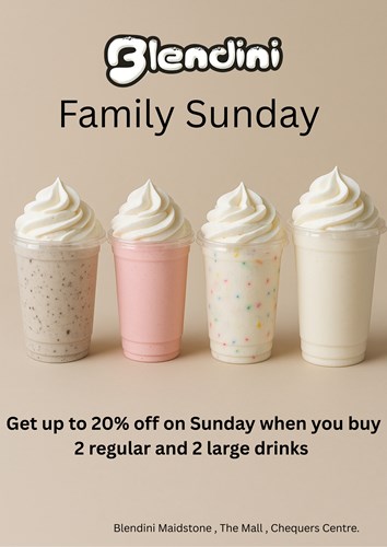 20% off Blendini on sundays when you buy 2 regular and 2 large drinks